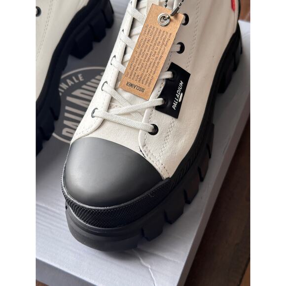 Palladium Star White Shoes‎ Women's 10 Medium REVOLT HI Tops Industrial Grunge - Picture 2 of 11